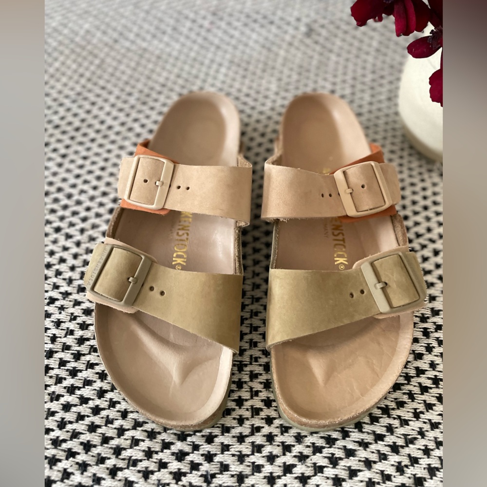 Free People Birkenstock Arizona Sandals Split Leather Color Block 40 RARE - Picture 14 of 14